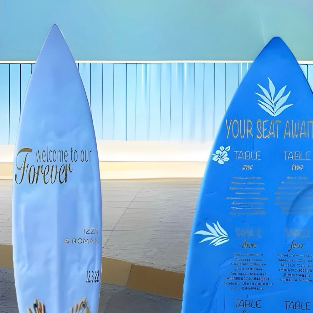 
                  
                    Displayed is a Wedding Welcome Sign (front) / Seating Chart (back)
                  
                